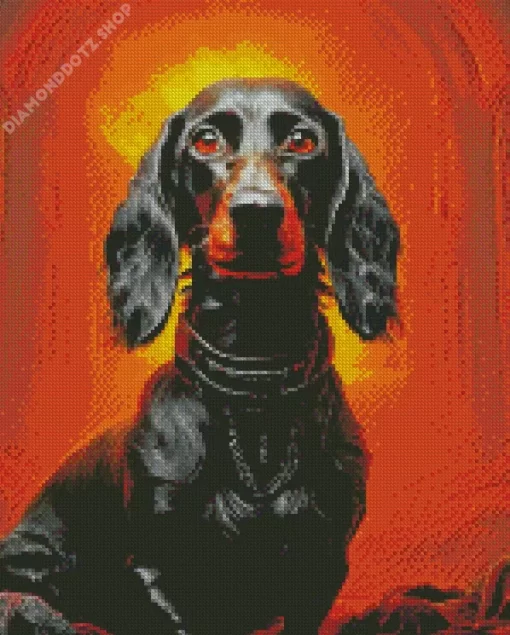 Black Wiener Dog Long Hair Diamond Painting