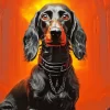 Black Wiener Dog Long Hair Diamond Painting