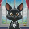 Cartoon Black Tie Cat Diamond Painting