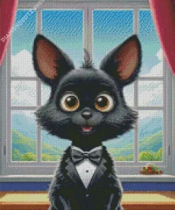 Cartoon Black Tie Cat Diamond Painting