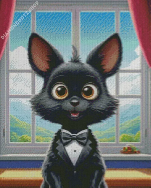 Cartoon Black Tie Cat Diamond Painting