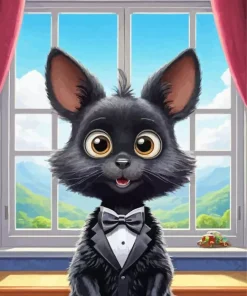 Cartoon Black Tie Cat Diamond Painting