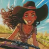 Cartoon Black Woman Cowgirl Diamond Painting