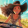 Cartoon Black Woman Cowgirl Diamond Painting