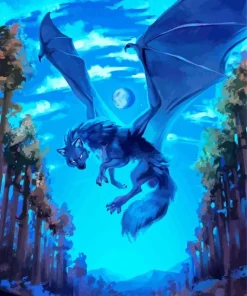 Fantasy Black Wolf Dragon Diamond Painting