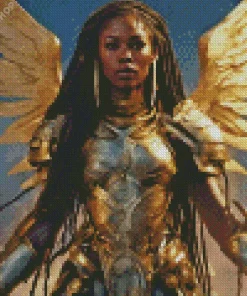 Female Black Warrior Angel Diamond Painting