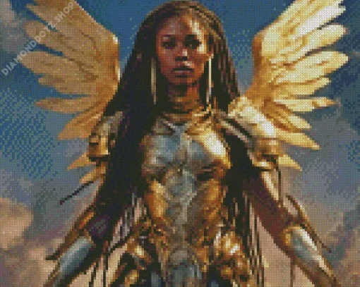 Female Black Warrior Angel Diamond Painting