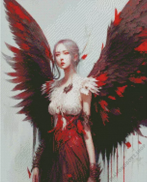 Girl By Bleeding Wings Diamond Painting