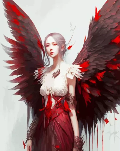 Girl By Bleeding Wings Diamond Painting