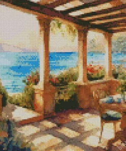 Greek Style Garden Terrace Art Diamond Painting