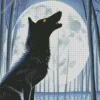 Howling Black Wolf Art Diamond Painting