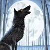 Howling Black Wolf Art Diamond Painting