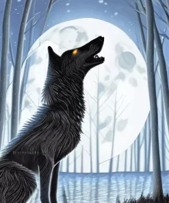 Howling Black Wolf Art Diamond Painting