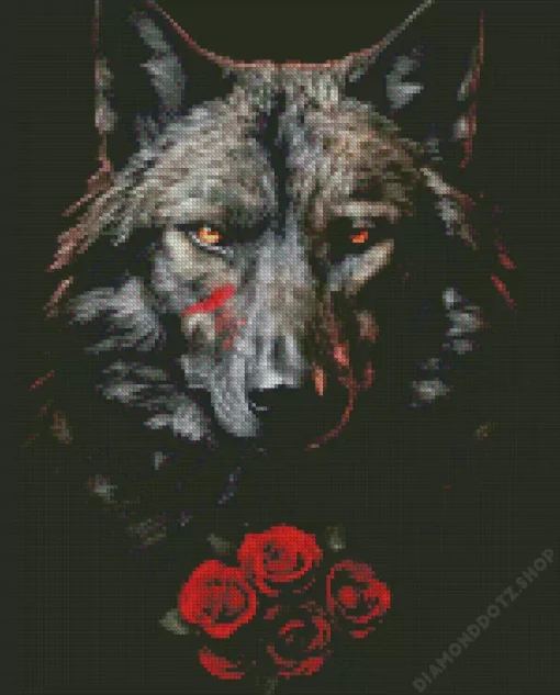 Black Wolf Head Diamond Painting