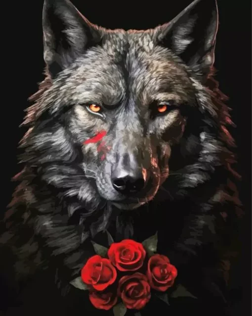 Black Wolf Head Diamond Painting