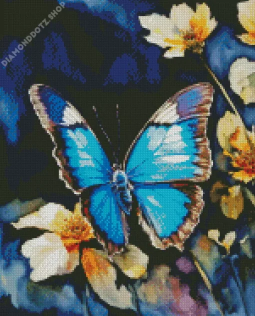 Blue Monarch Butterfly Diamond Painting