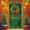 Christmas Green Front Door Diamond Painting