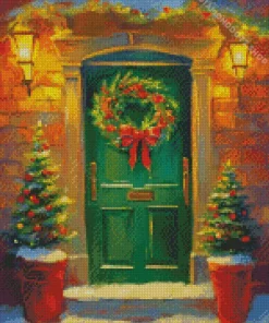 Christmas Green Front Door Diamond Painting