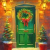 Christmas Green Front Door Diamond Painting