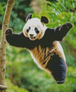 Excited Panda Playing Diamond Painting