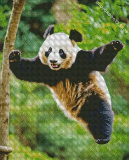 Excited Panda Playing Diamond Painting