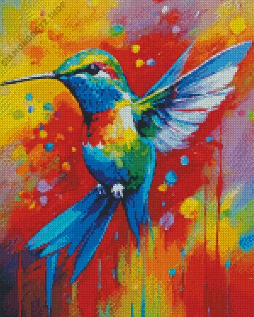 Flying Colorful Hummingbird Diamond Painting