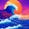 Full Moon Great Wave Diamond Painting