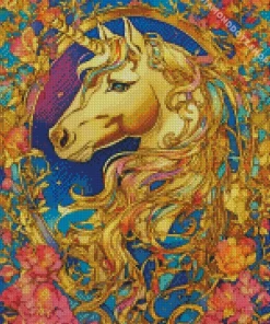 Golden Fabulous Unicorn Diamond Painting