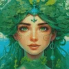 Gorgeous Green Hair Lady Diamond Painting