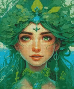 Gorgeous Green Hair Lady Diamond Painting