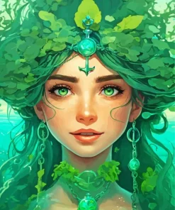 Gorgeous Green Hair Lady Diamond Painting