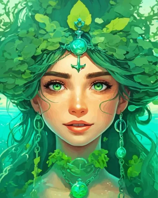 Gorgeous Green Hair Lady Diamond Painting