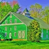 Green Barn Diamond Painting