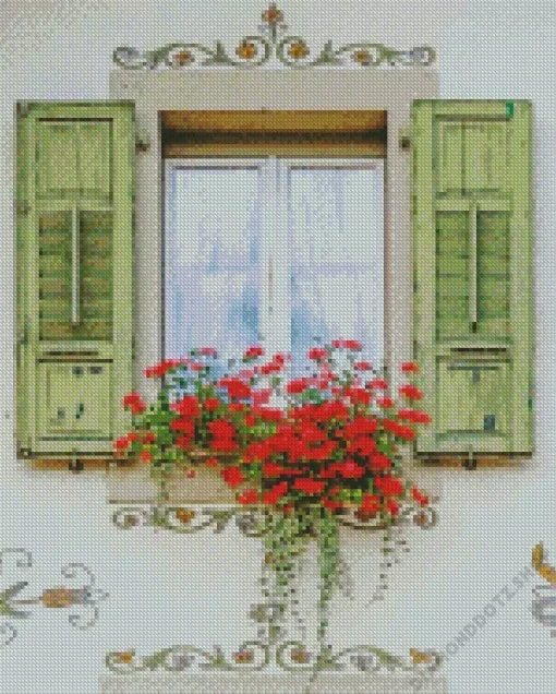 Green Window Diamond Painting