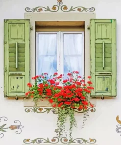 Green Window Diamond Painting