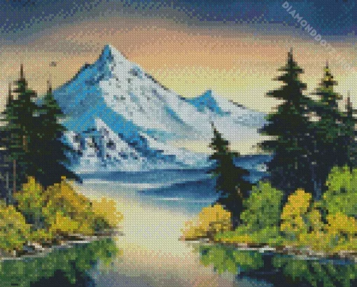 Grey Mountain Bob Ross Diamond Painting