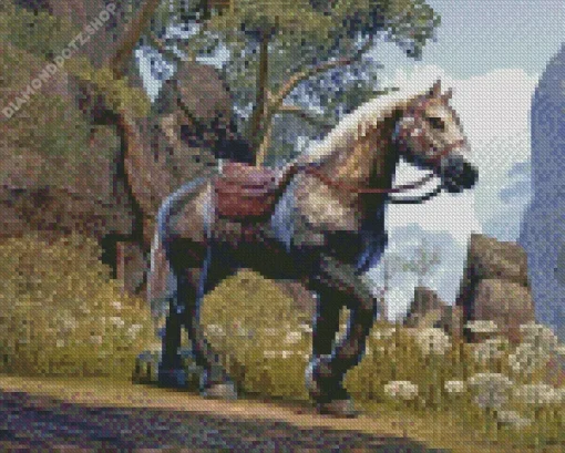 Grey Spotted Horse Skyrim Diamond Painting