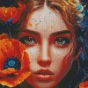 Lady Face And Flower Diamond Painting