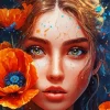 Lady Face And Flower Diamond Painting